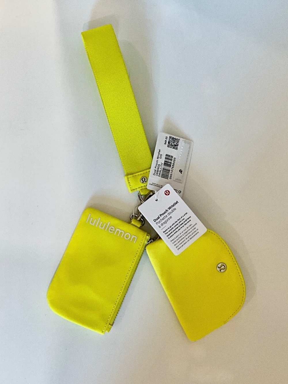 Lululemon Dual Pouch Wristlet Lemon Yellow NWT